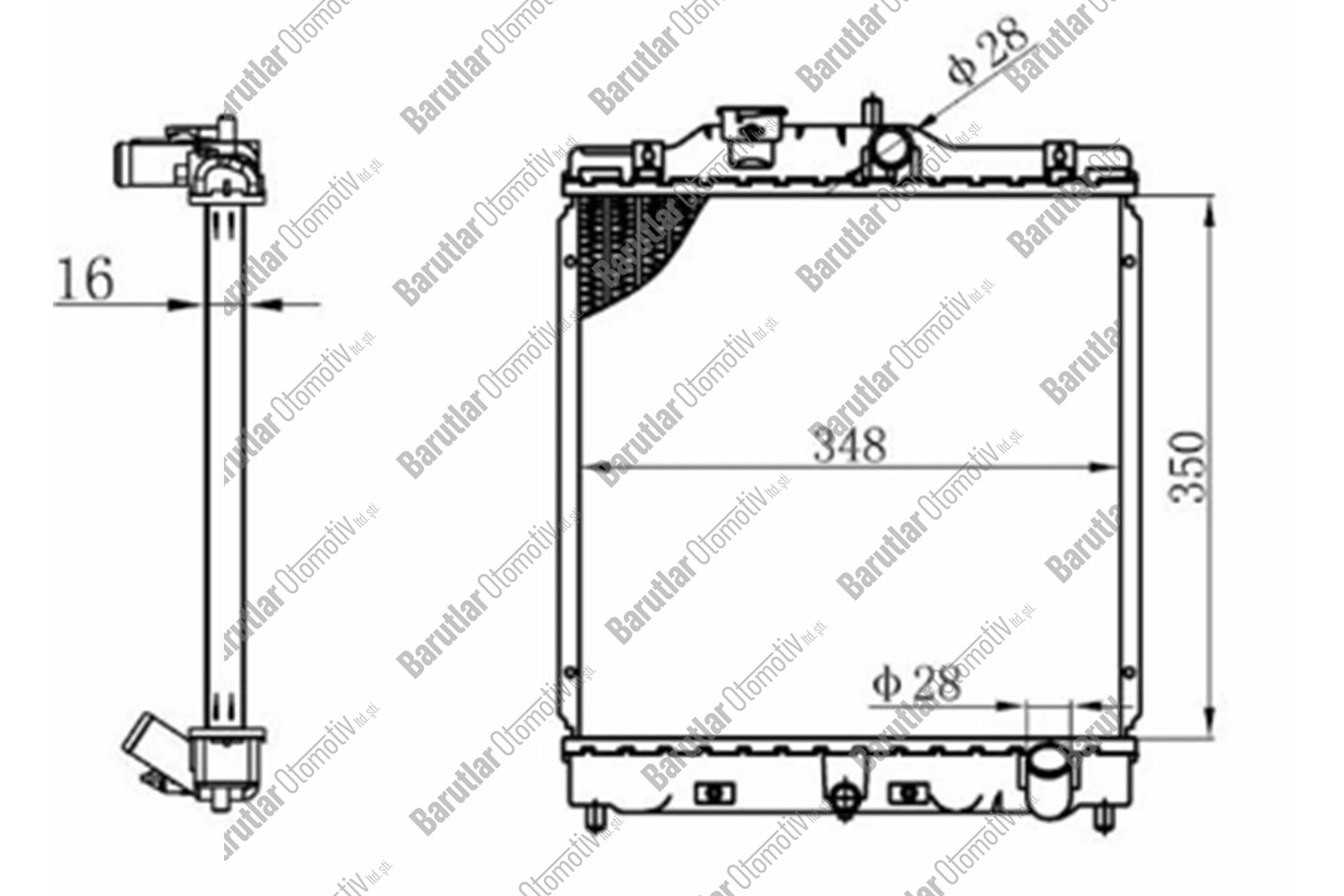 SU RADYATÖRÜ CİVİC 92-00 MANUEL VİTES (KALINLIK 26MM)