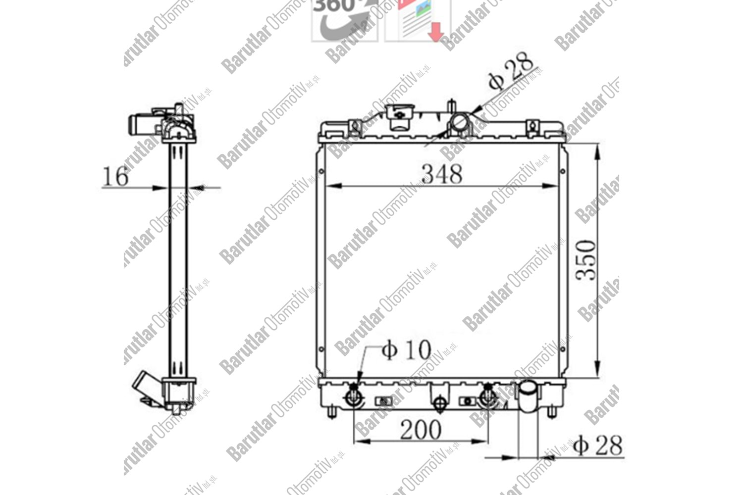 SU RADYATÖRÜ CİVİC 92-00 / HRV 92-00 OTOMATİK VİTES (KALINLIK 26MM)